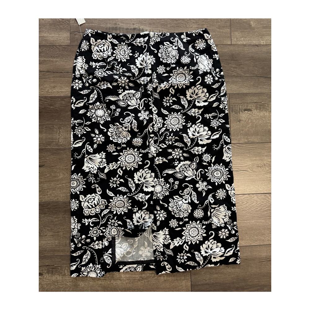 Talbots Black and White Floral Maxi Skirt Size 18 NWT